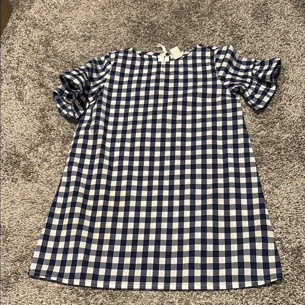 J. Crew Black and White Ruffled Puff Sleeve Dress